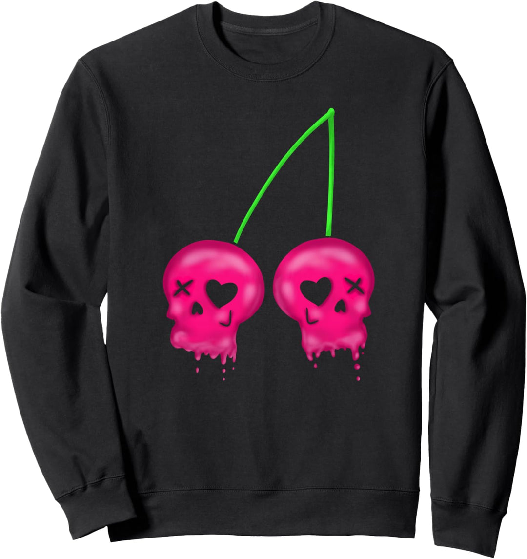 Rosa Kirsche Schädel Yami Kawaii Nu Goth Lolita Menhera Sweatshirt