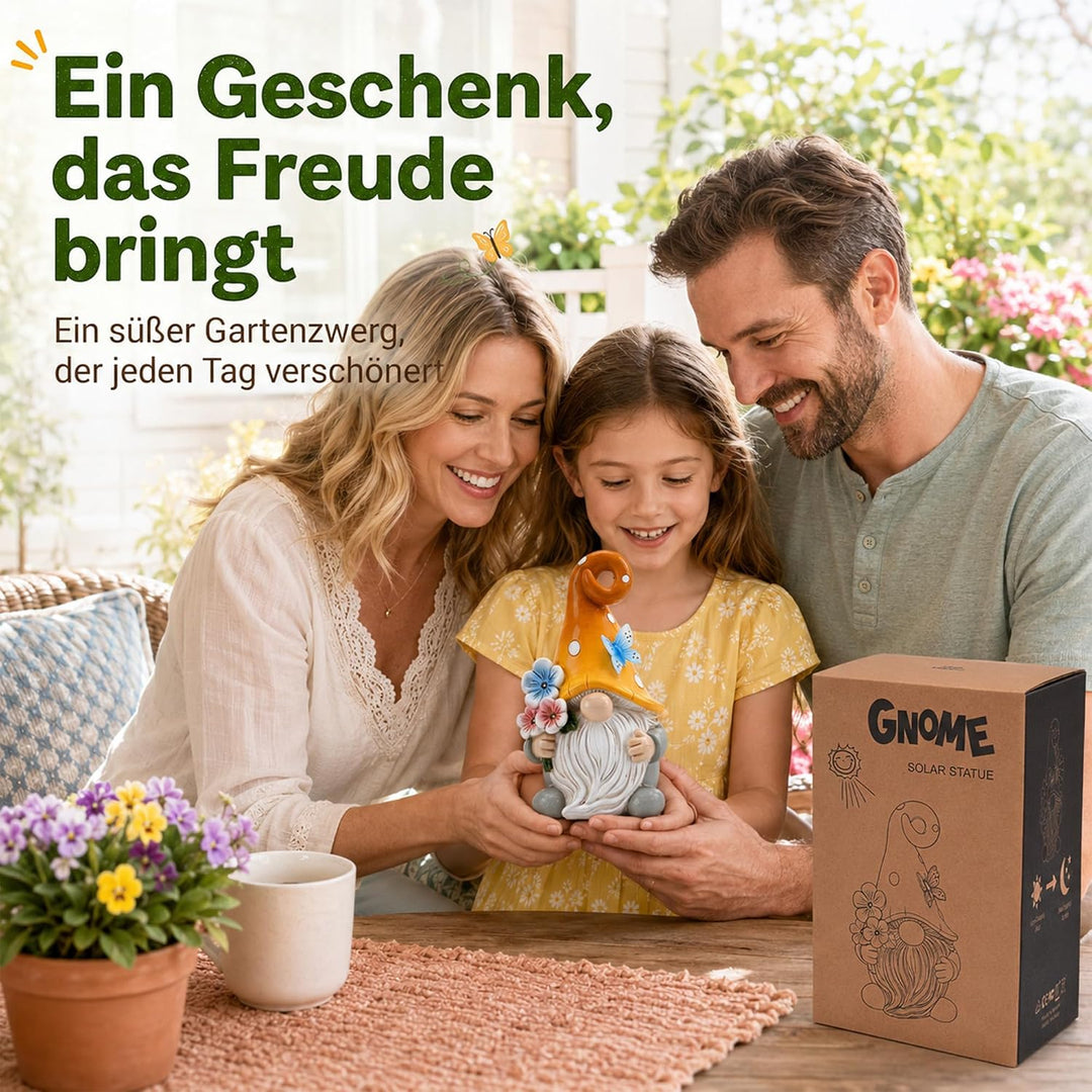 Yeomoo Solar Gartenzwerge mit Schmetterling &amp; Blumen Lichterkette für Aussen Zwerge Blume, Zwerge Bl
