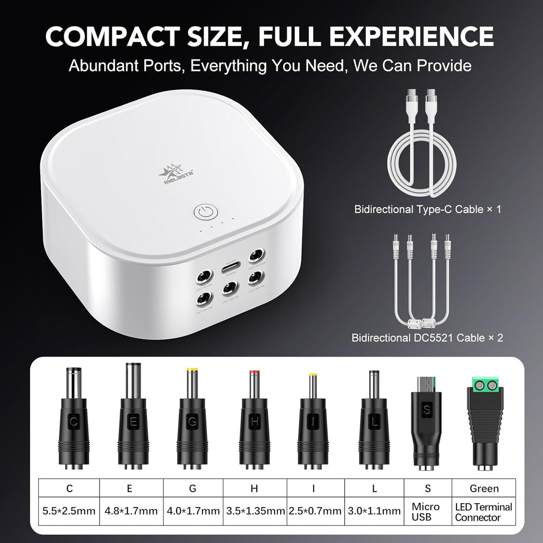 melasta DC Smart Mini-USV 10,8V 5200mAh Verfügt über Einen 6-in-1-Anschluss mit LED-Anzeigeleuchten,