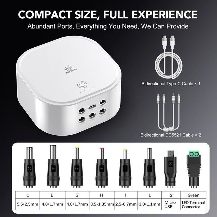 melasta DC Smart Mini-USV 10,8V 5200mAh Verfügt über Einen 6-in-1-Anschluss mit LED-Anzeigeleuchten,