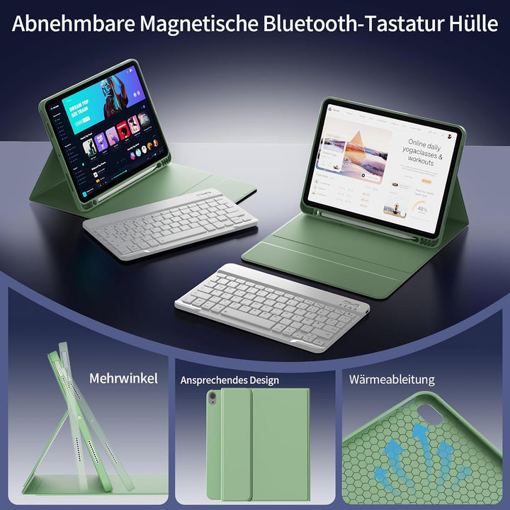 Tastatur Hülle für iPad A16 11. Generation 2025/ iPad 10. Generation 2022 (11/10,9 Zoll) mit Stiftha