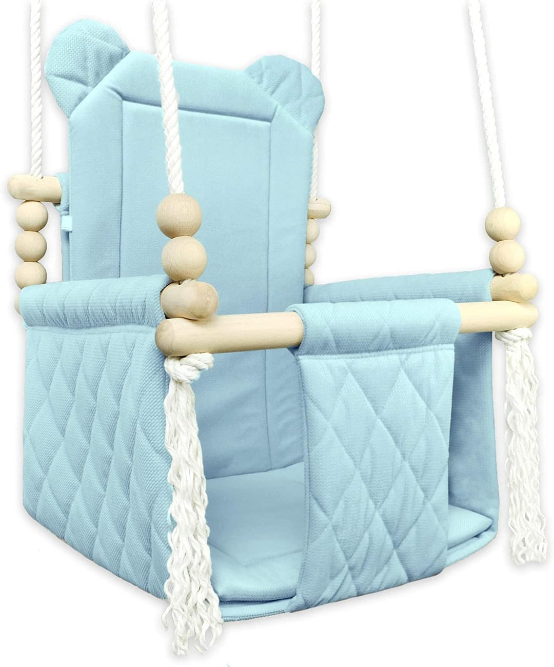 Schaukel für Baby Kleinkind Kinderschaukel Holzschaukel Schaukel Gestell Holz Baumwolle Stoffschauke