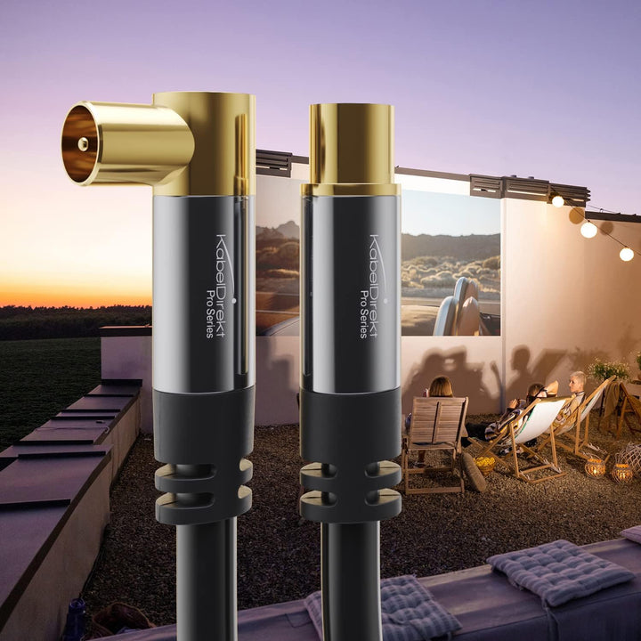 KabelDirekt – 4K Antennenkabel, Koaxialkabel, TV Kabel 90° gewinkelt/gerade – 10m – In Deutschland e