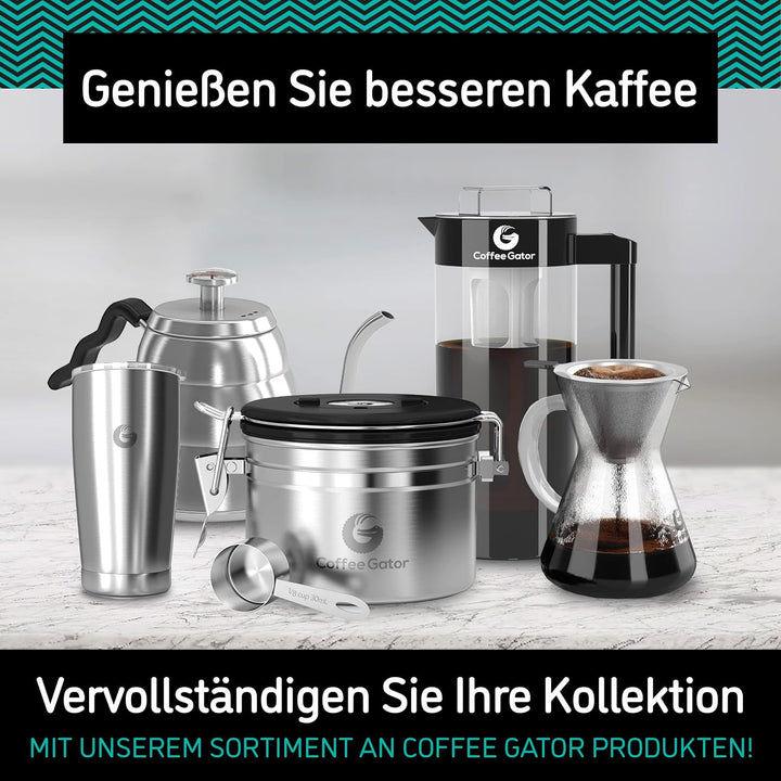 Coffee Gator Pour Over Kaffeebrüher – Mehr Geschmack mit einem papierlosen Edelstahlfilter und einer