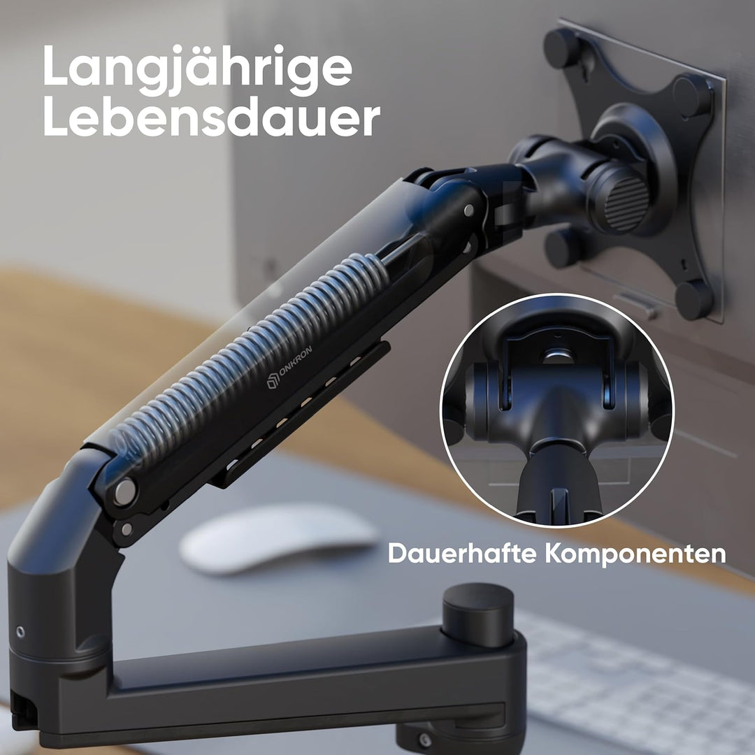 ONKRON Monitor Tischhalterung für 17-38 Zoll Bildschirme bis zu 11 kg, PC Monitor Halterung 1 Monito