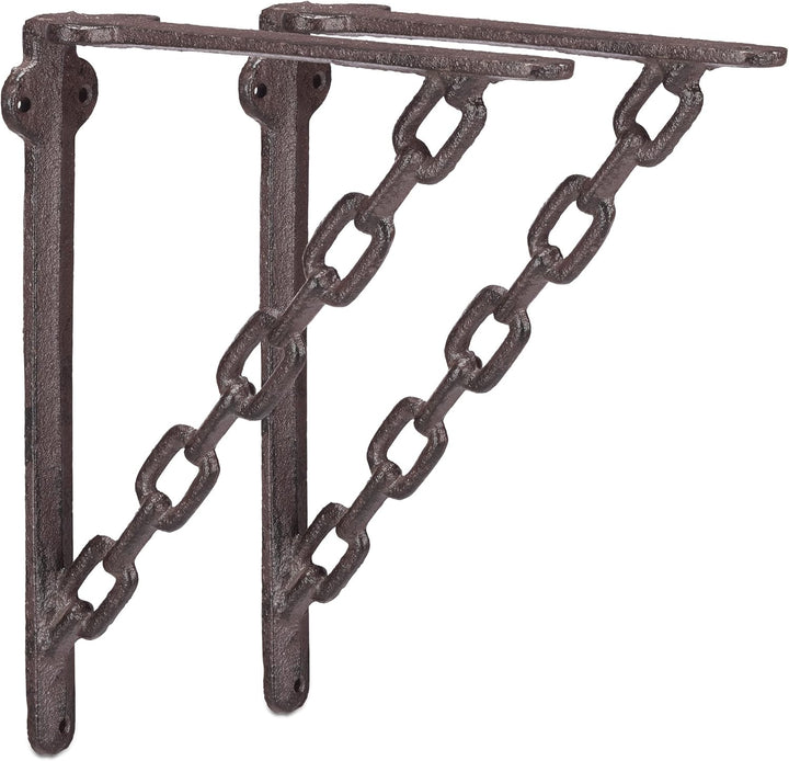 8 x Regalwinkel Gusseisen, Antik-Stil, Regalträger, ausgefallenes Ketten-Motiv, Wandhalter für Regal