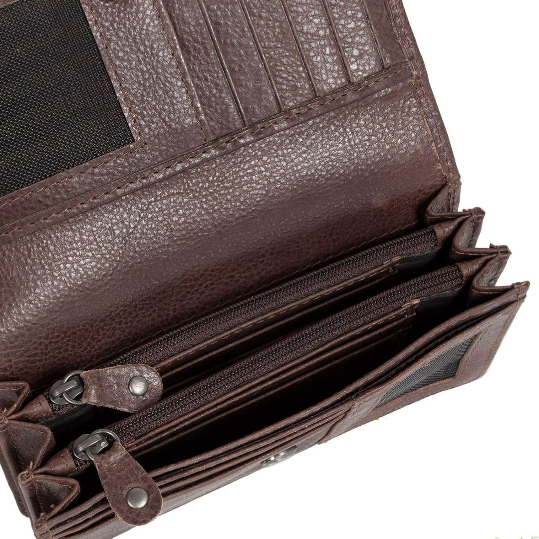 MUSTANG Asti Leather Wallet Side Opening Dark Brown