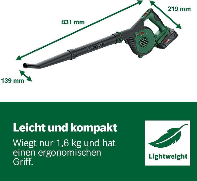 Bosch Akku-Laubbläser UniversalLeafBlower 18V-130 (Für schnelles und einfaches Säubern im Aussenbere