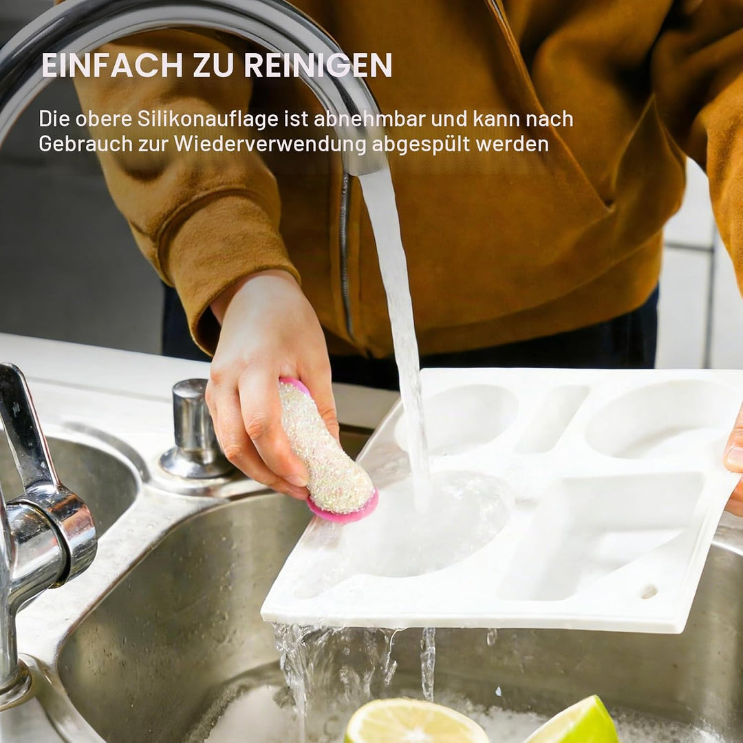 VINATO Couchtisch mit Snackbox, 360° drehbarer Handyhalter, Getränkehalter &amp; Staufächern – Aus Bambu