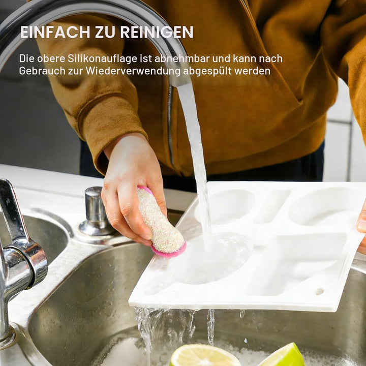 VINATO Couchtisch mit Snackbox, 360° drehbarer Handyhalter, Getränkehalter &amp; Staufächern – Aus Bambu