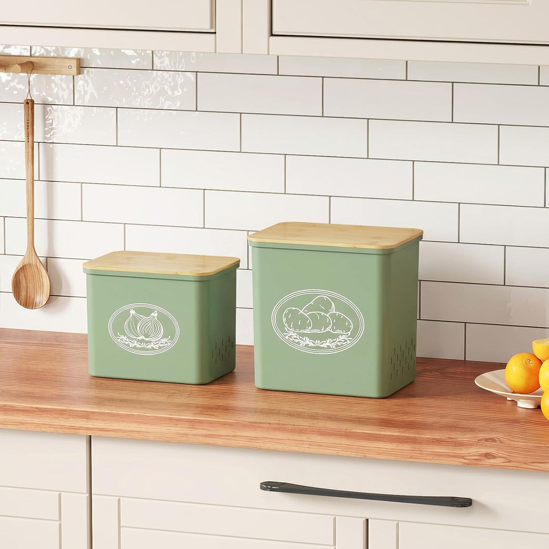Lifewit Kartoffel Aufbewahrungsbox, 2er Set Grosse Kunttsoff Vorratsdosen für Kartoffel Zwiebel knob