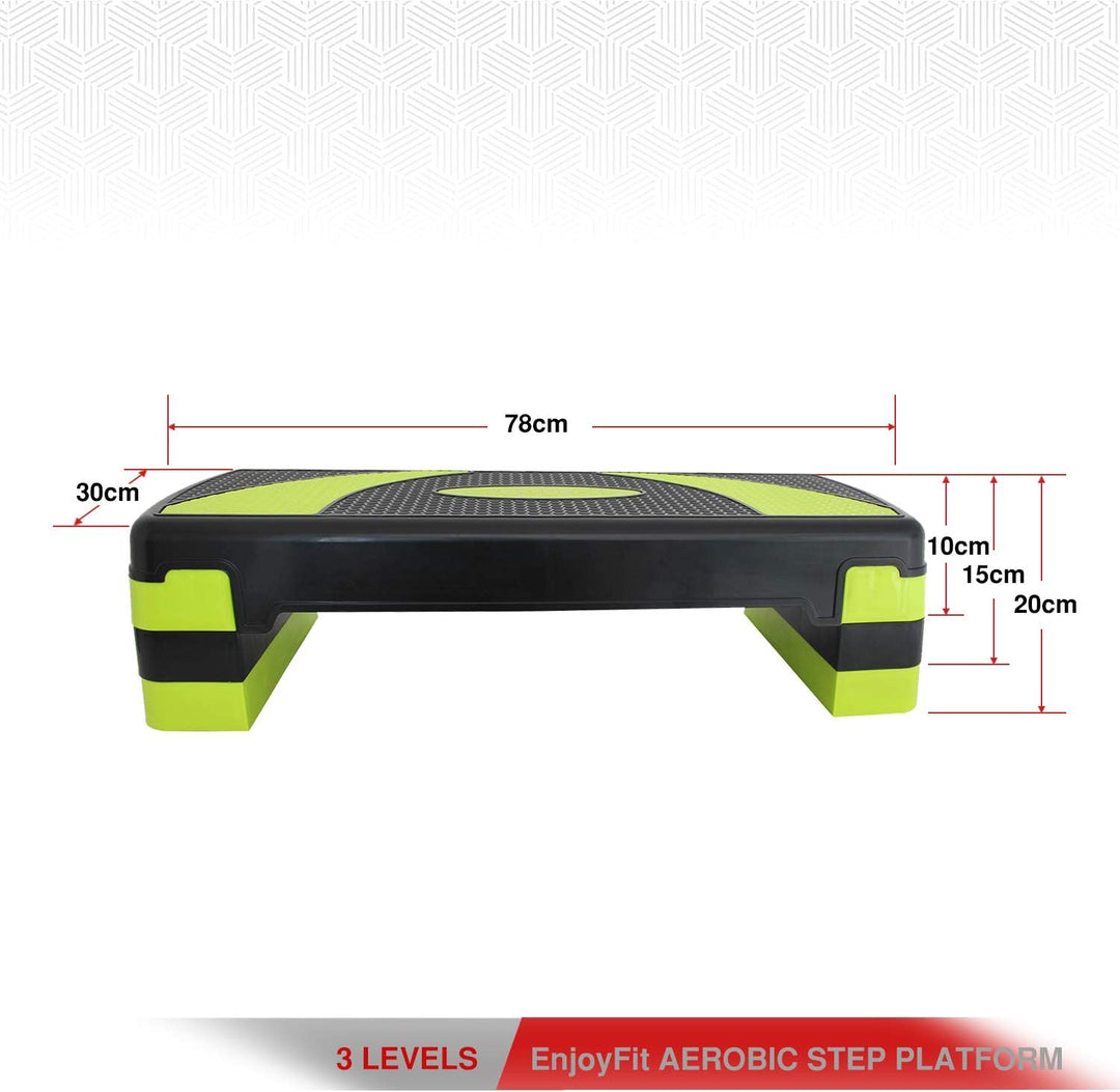 EnjoyFit Aerobic Steppbrett XL Premium Extra Gross Inkl. 3-Fach Höhenverstellbarer Stepper, 78 x 30