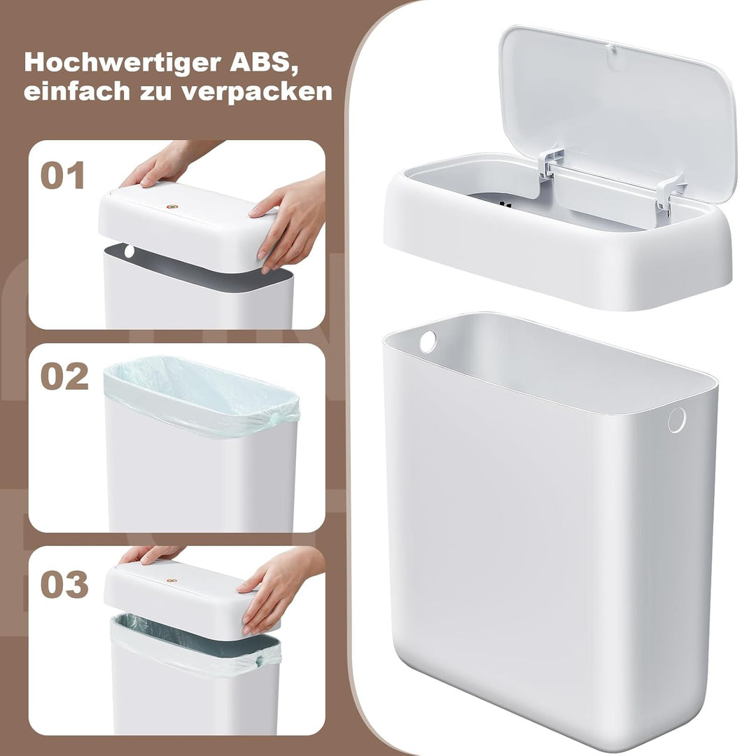 MOPUP 2er-Pack Badezimmer-Abfalleimer mit Klappdeckel, 3 Gallonen & 2,7 Gallonen Kunststoff-Abfallei