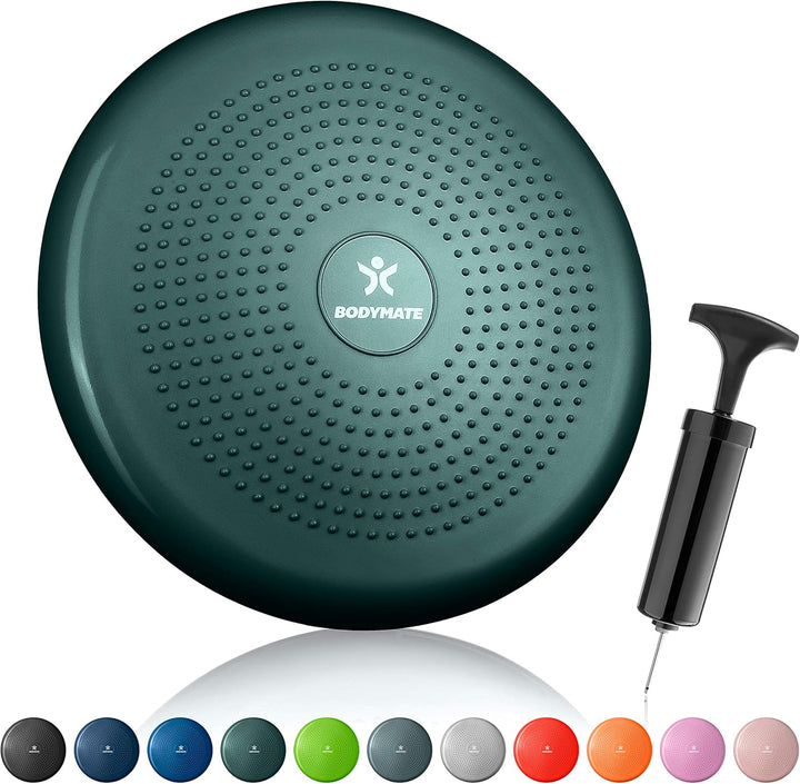 BODYMATE Ballsitzkissen inkl. Pumpe 34cm Durchmesser - Balance-Kissen, Luftkissen, Balance Pad, Nopp