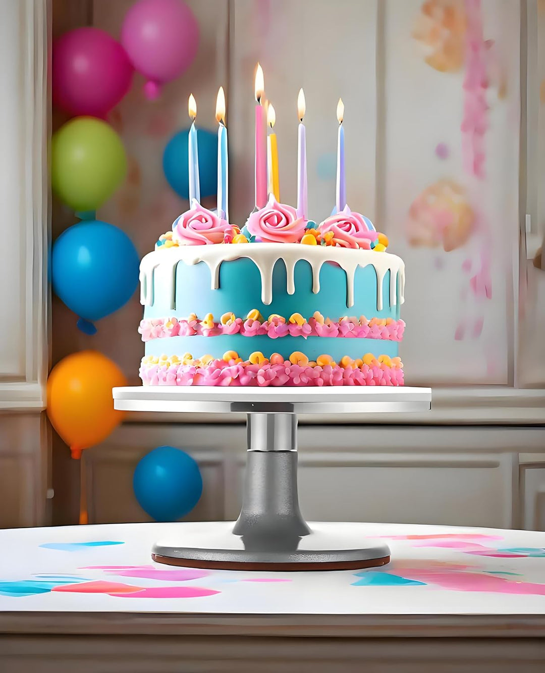 Tortenplatte Drehbar Aluminiumlegierung, Yizish 12-Zoll-Tortenständer Kuchen Drehteller zum Backen,