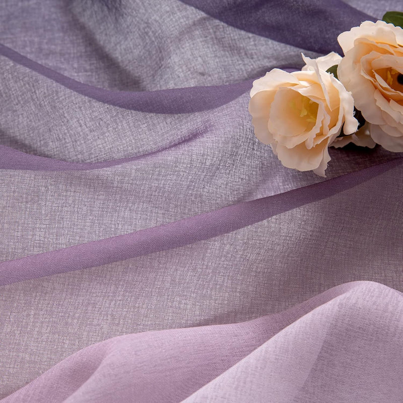 MIULEE 2er Set Voile Vorhang Zweifarbiger Vorhang mit Ösen Transparente Gardine Ösenschal Fenstersch