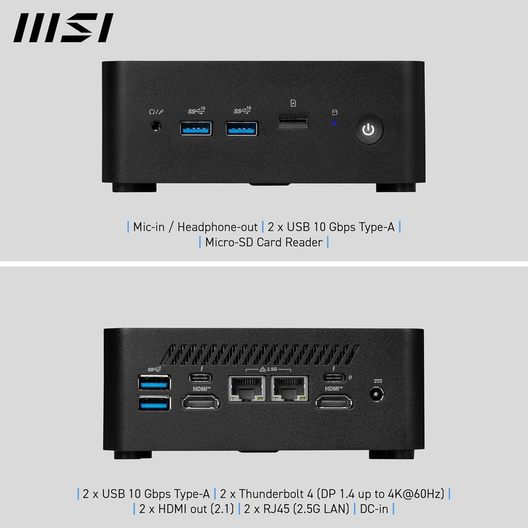 MSI Cubi NUC 1MG-212DE - Intel Core 5 Prozessor 120U, 8GB DDR5, 512GB M.2 SSD, USB 10Gbps Typ A Ansc