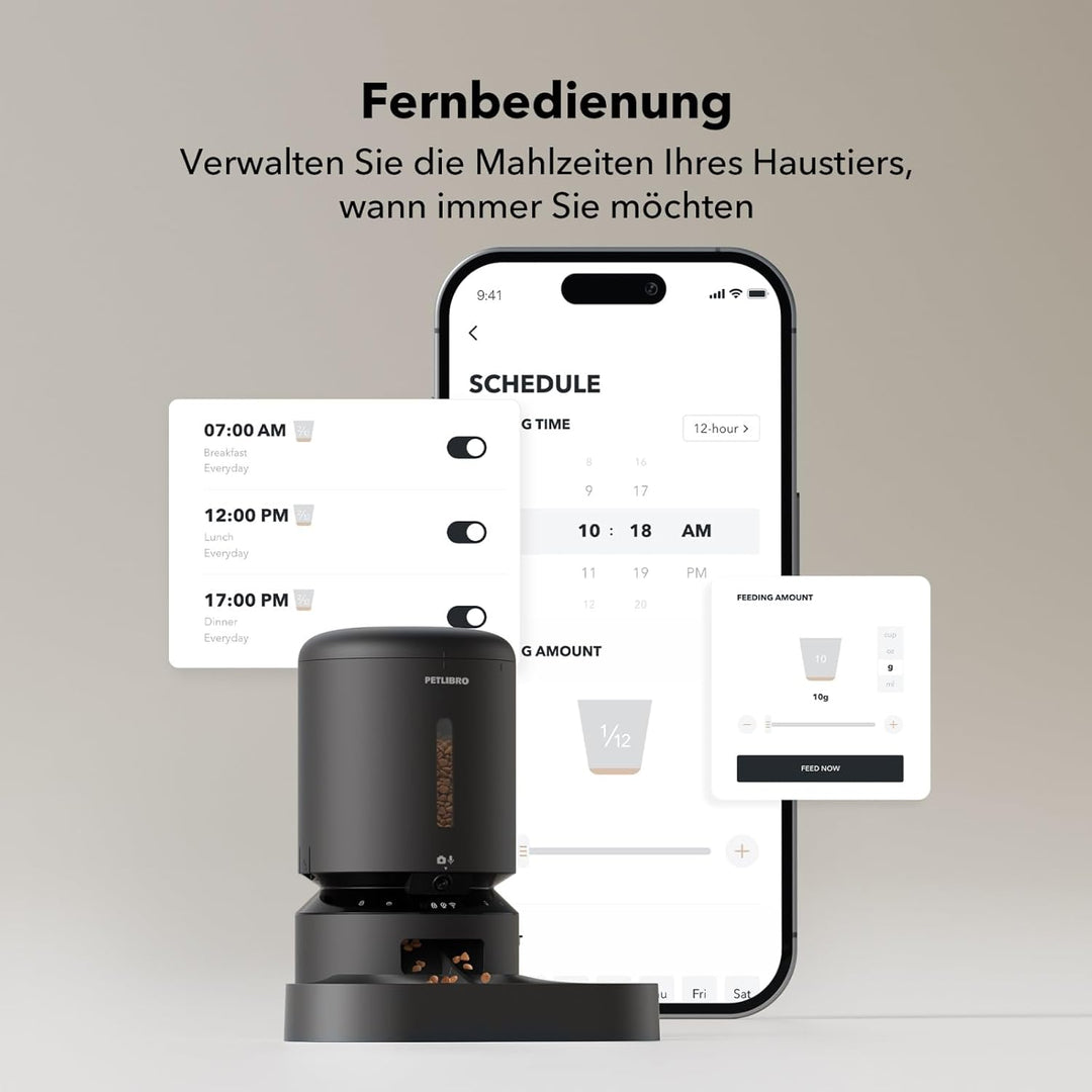 PETLIBRO 5L Futterautomat Katze 2 Näpfe mit 1080P Kamera, 5G WiFi Katzenfutter Automat mit APP & Nac