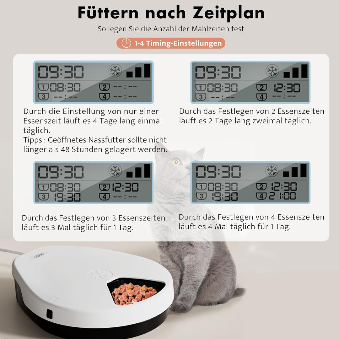 UBPET F10 Futterautomat Katze Nassfutter mit Kühlung, Halbleiter Kühlung, Timing-Funktion Futterauto