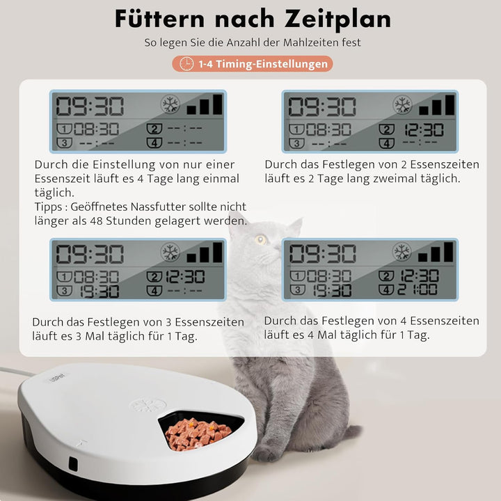 UBPET F10 Futterautomat Katze Nassfutter mit Kühlung, Halbleiter Kühlung, Timing-Funktion Futterauto