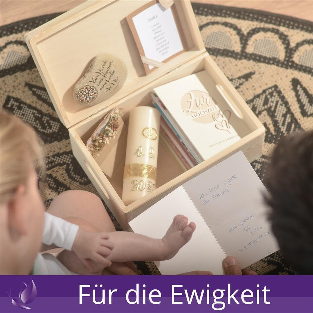 Holzbox zur Hochzeit Personalisiert Kranz Rose 40x30x14cm Truhe 40x30x14cm Kranz Rose, 40x30x14cm Kr