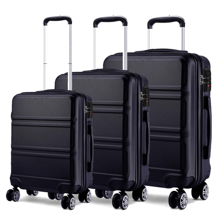 Kono ABS Kabinenkoffer, Hartschale, leicht, 55 cm, Handgepäck mit TSA-Schloss 38 l Schwarz, Schwarz