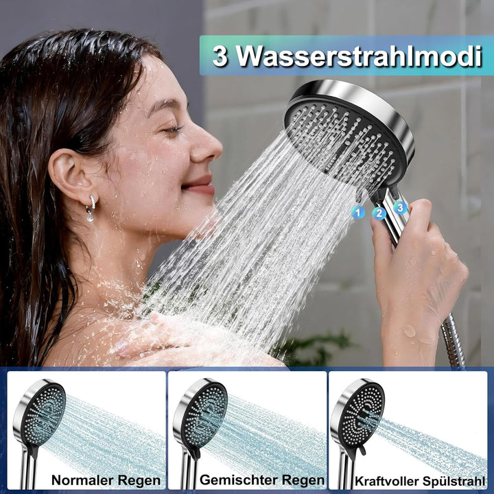 Hochdruck Duschkopf, Grosser Duschkopf mit 3 Modi, Duschbrause (115 Mm) mit Starkem Hochdruck Wasser