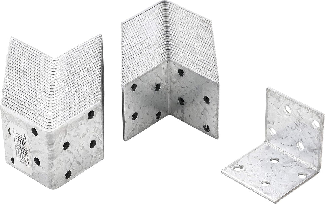 BGS Diy 80934-50 | Winkelverbinder | 40 x 40 x 40 x 2 mm | 50 Stück | Verzinkt | Bohrungen zur Befes