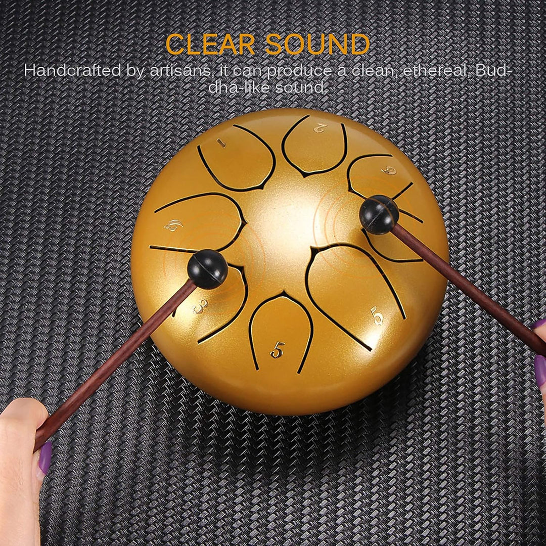 Konesky Steel Tongue Drum, 6 Zoll Stahlzungentrommel Hand Pan Percussion Drum für Meditation, 8 Tone