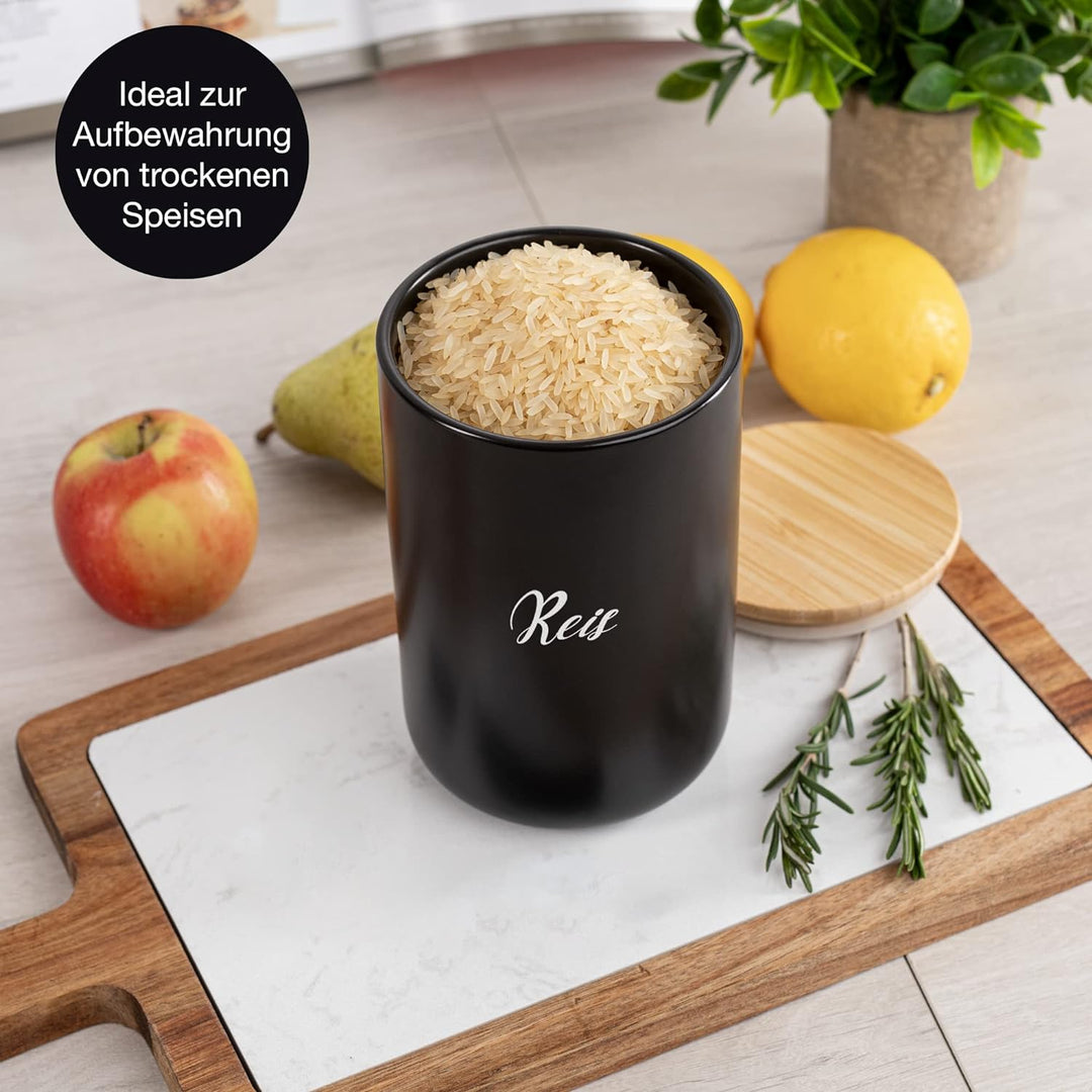 Moritz & Moritz Vorratsdose Schwarz 600 ml - Beschreibbar – Keramik Aufbewahrungsdose mit Deckel aus