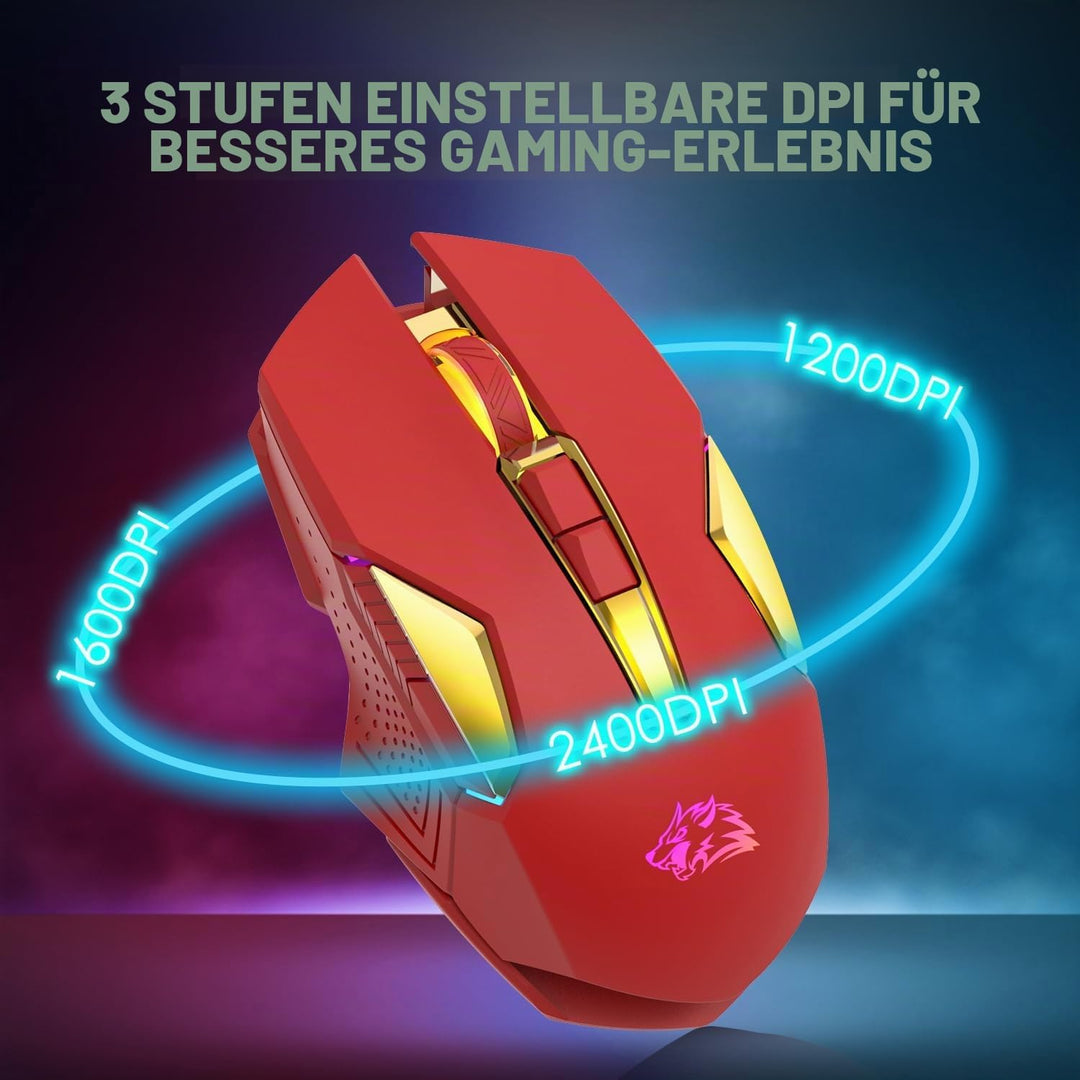 MAGIC-REFINER Kabellose Gaming-Maus, X18-G502, 2,4 G, Computermaus, leises Klicken mit USB-Empfänger