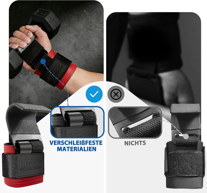 Zughilfen Haken Krafttraining, Fitness Powerlifting Weight Lifting Hook, Lifting Straps für Männer &amp;