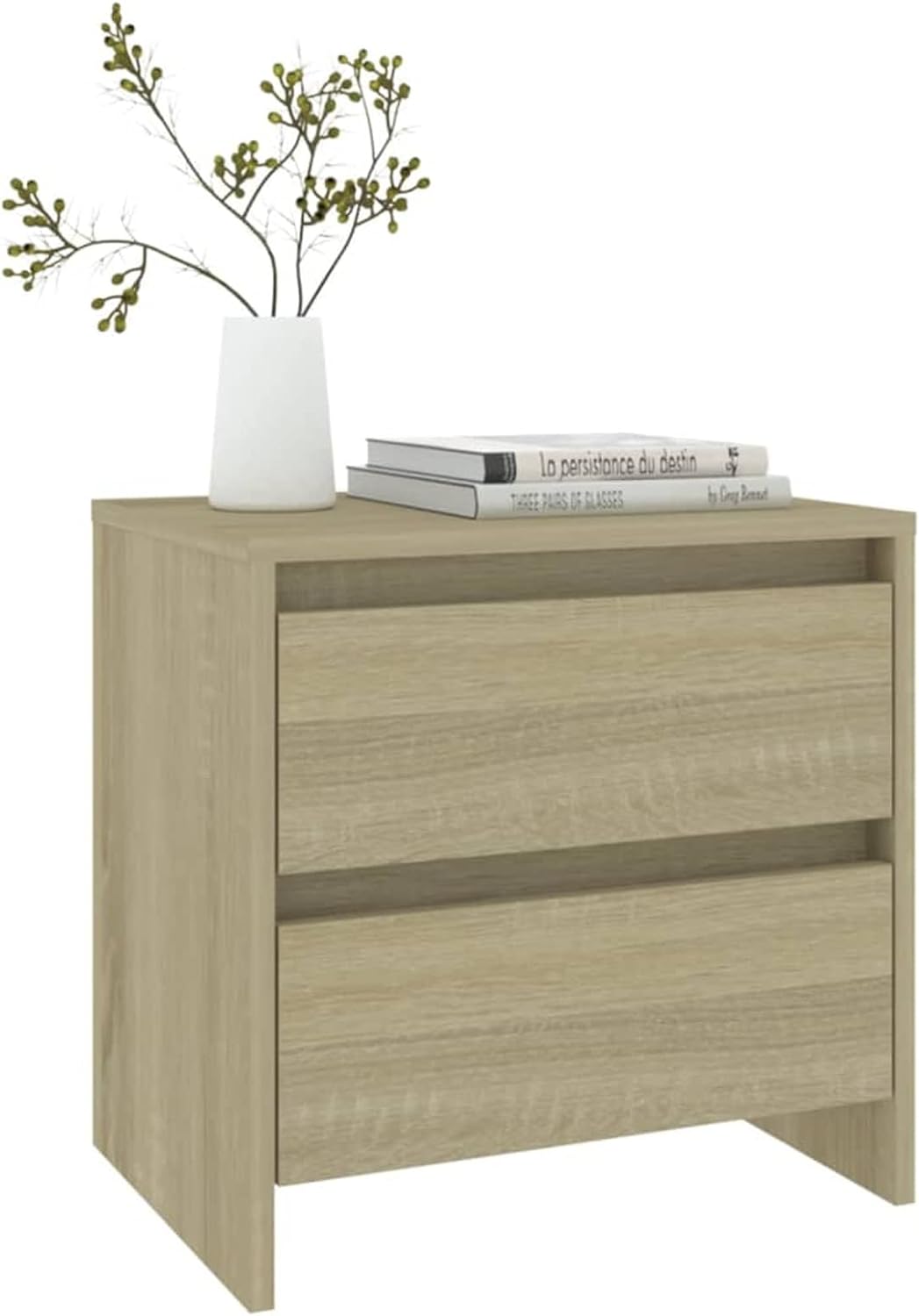 Gecheer Nachttisch Nachtschrank Nachtkommode Boxspringbett Schrank mit 2 Schubladen Spanplatte Sonom