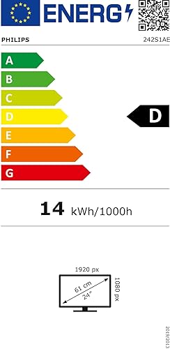 Philips 242S1AE - 24 Zoll FHD Monitor, höhenverstellbar (1920x1080, 75 Hz, VGA, DVI, HDMI, DisplayPo