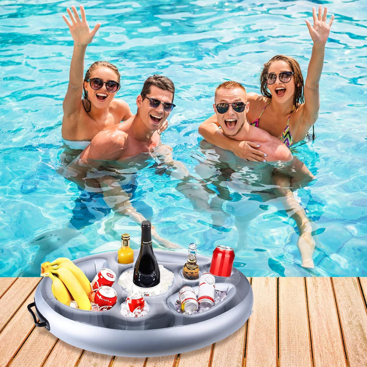Ulikey Poolbar, 2in1-Getränke und Snackhalter, Aufblasbarer Getränkehalter Schwimmender, 8 Löcher Gr