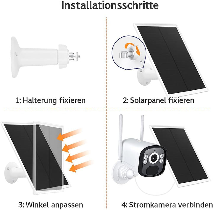 Solarmodul für Kamera [6W, IP65] - Kompatibel mit Überwachungskamera, Türklingel &amp; Aussenleuchten (5