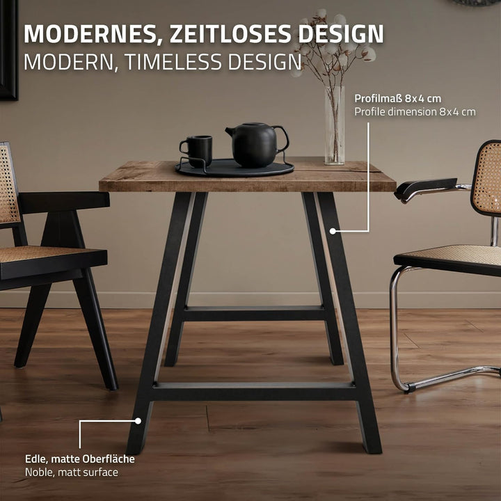 ECD Germany 2er Set Tischbeine A-Form A-Design 70x72cm, Anthrazit, aus pulverbeschichtetem Stahl, In