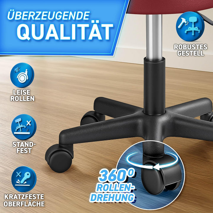 TRESKO® Rollhocker höhenverstellbar 10 cm Dicke Polsterung bis 150 kg | Hocker 47-60cm | Arbeitshock