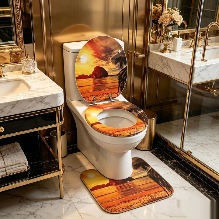 Premium WC-Sitz aus MDF | Mit Geräuscharmer Absenkautomatik & Edler Holzoptik | Universell, Robust &