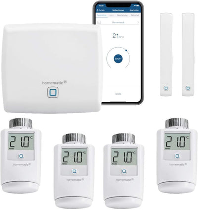 Homematic IP Funk Heizungssteuerung zur Einzelraumregelung mit App. Inhalt: Access Point, 4 Funk Hei