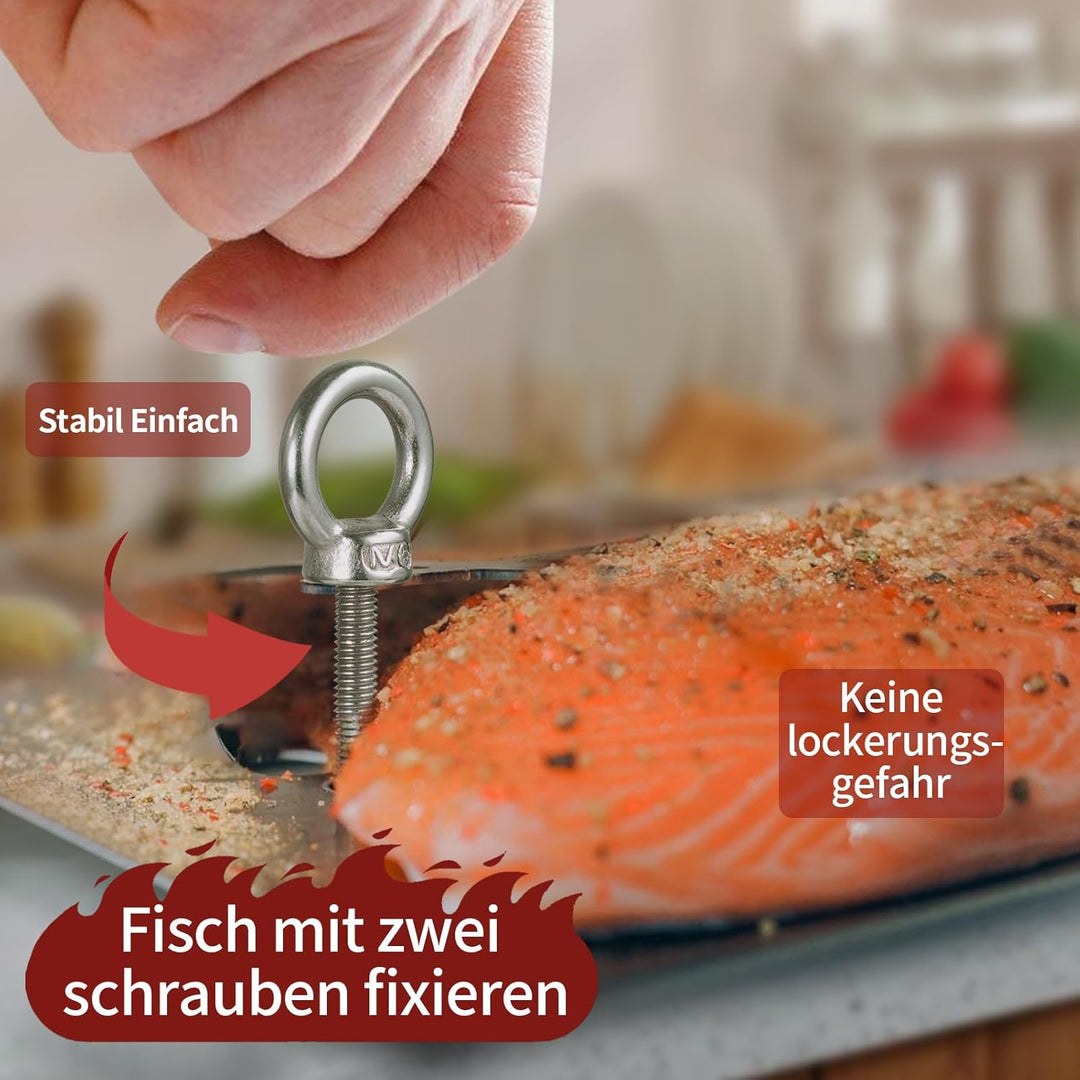 Flammlachsbrett Edelstahl, 180° Drehbar Flammlachsbretter, 5 Stufen Winkelsystem, Lachsbretter zum G