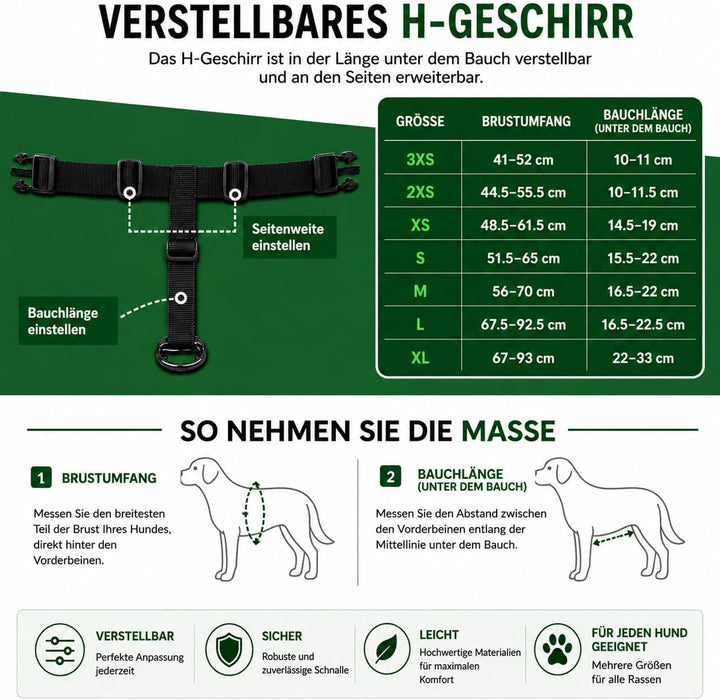 Petty Store -Leuchtharnisch für Hunde, wasserdicht, 3 Farben – Geschirr mit LED, USB-Aufladung bis z