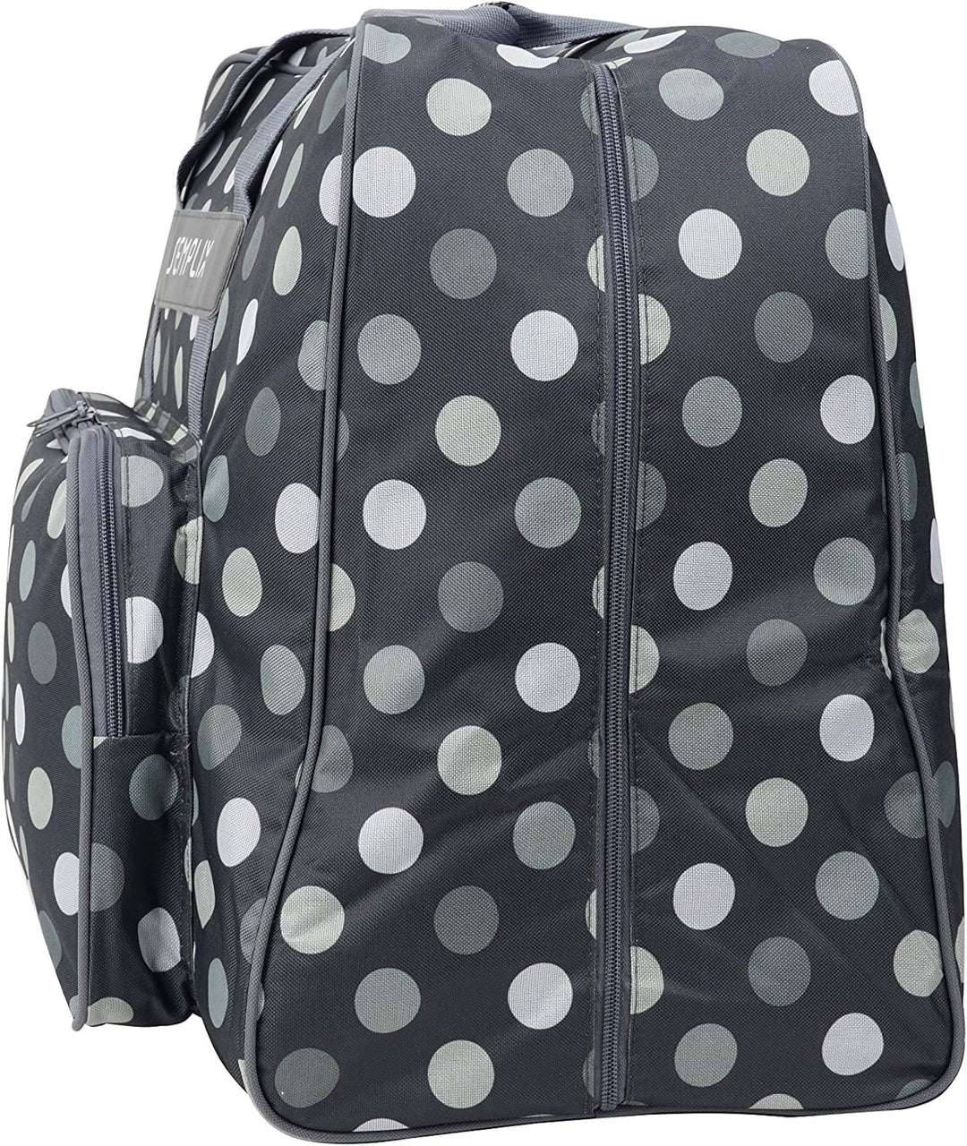 SEMPLIX XL-Nähmaschinentasche, Polka Dots Anthrazit/Grau, 52x42x27 cm, Grosse stabile Transport und