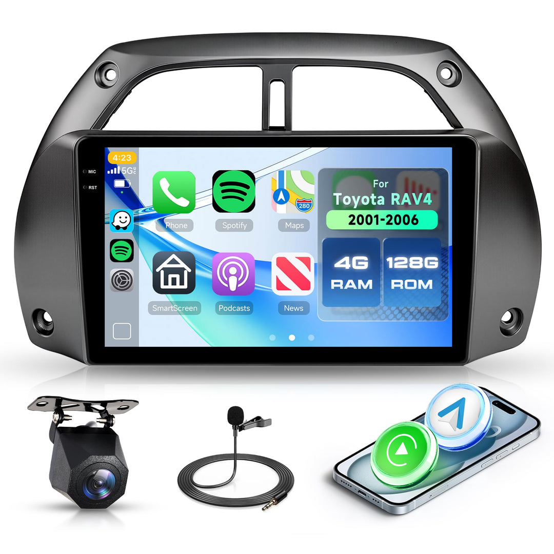 4G+128G Rimoody Autoradio Android für Toyota RAV4 2001-2006 9 Zoll Stereo RAV4 mit Wireless Carplay