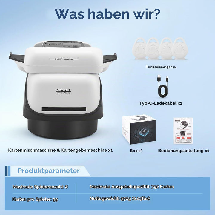 Automatische Kartenmischer und Kartensender 2 in 1, Kartenmischmaschine Kartenmischgerät mit 4 Fernb