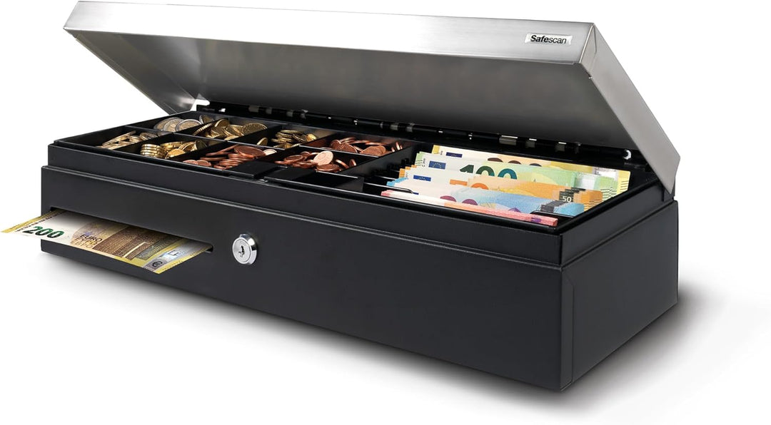 Safescan SD-4617S Klappdeckel-Kassenlade mit 6 Fächern für Banknoten und 8 für Münzen - Kassenlade m