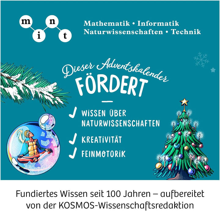 KOSMOS 661090 Experimentierkasten Adventskalender 2025, Die schönsten Experimente zur Weihnachtszeit