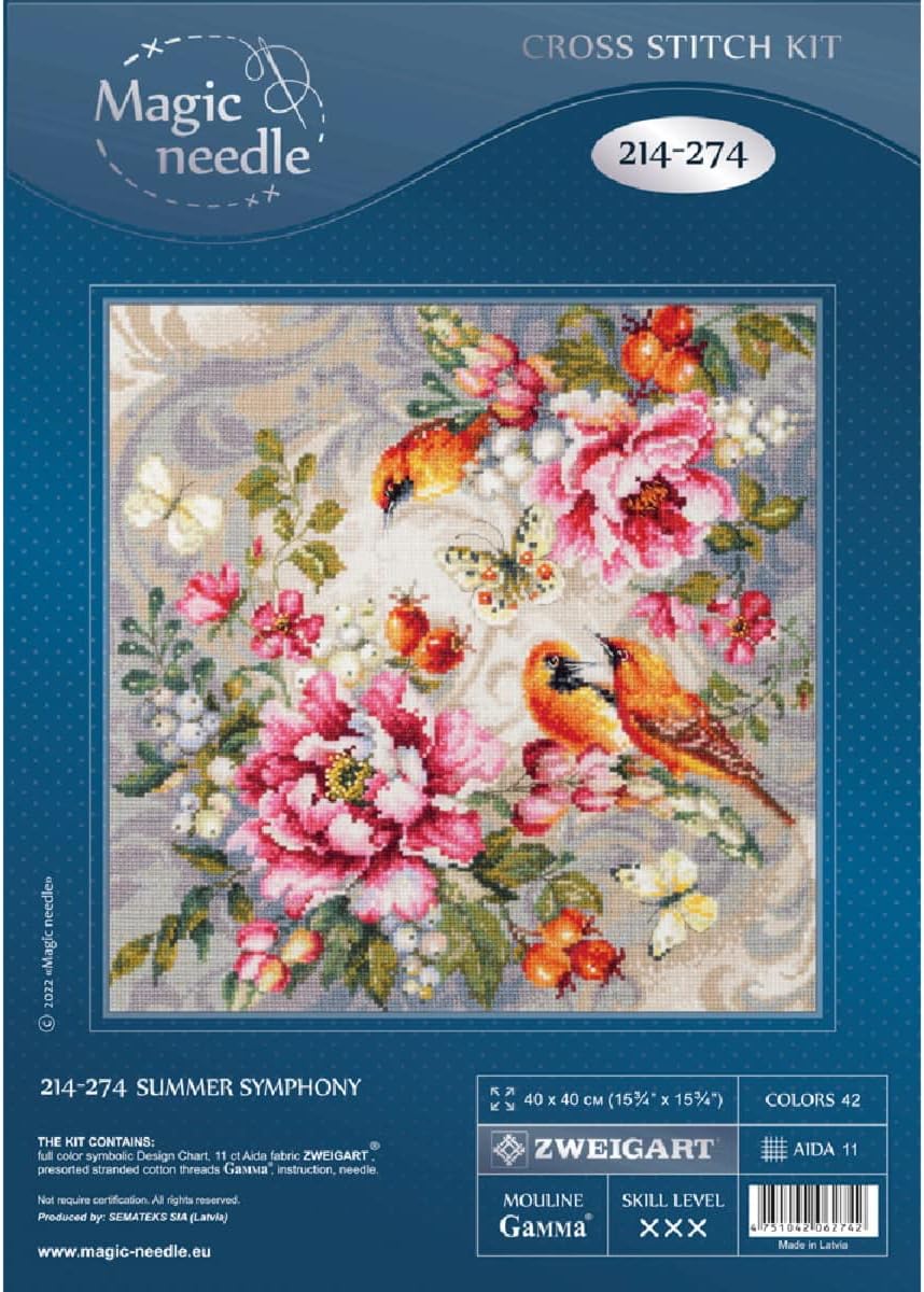 Magic Needle 214-274 ZW Sommer Sinfonie Kreuzstichset mit Zählmuster Zweigart Edition, Baumwolle, We
