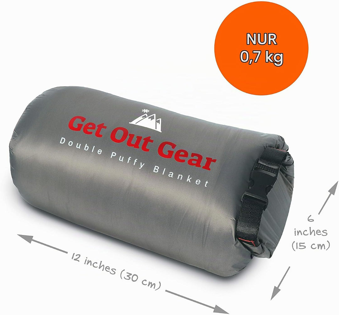 Get Out Gear Doppelt bauschige Campingdecke, extra bauschig, verstaubar, leicht und warm, ideal für