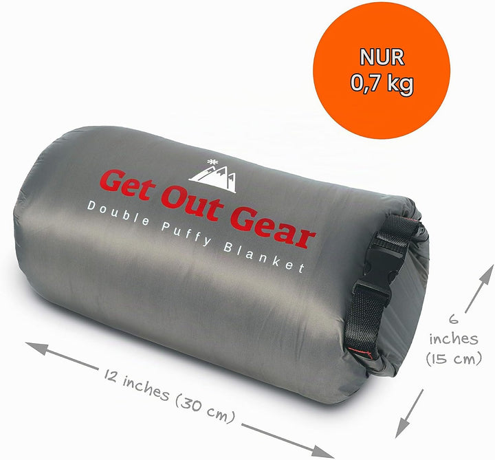 Get Out Gear Doppelt bauschige Campingdecke, extra bauschig, verstaubar, leicht und warm, ideal für